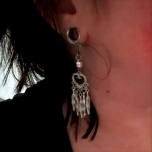 Silver Heart dreamcatcher Dangle magnetic attachment and saddle plugs gauge
